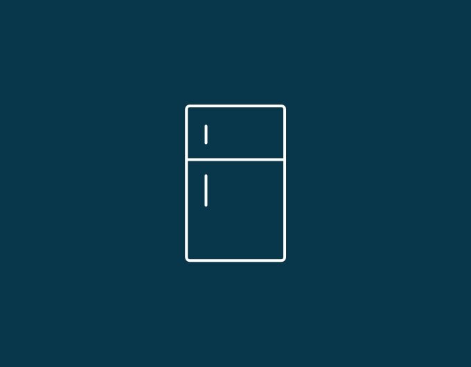 Pictogramme d’un réfrigérateur à deux portes sur fond bleu foncé