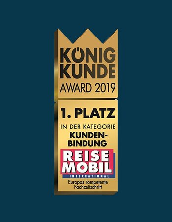 Gold award “König Kunde Award 2019”, 1st place in the customer loyalty category by Reisemobil International