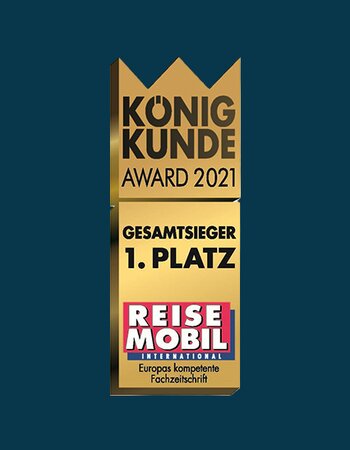 Gold award “König Kunde Award 2021”, overall winner, 1st place from Reisemobil International